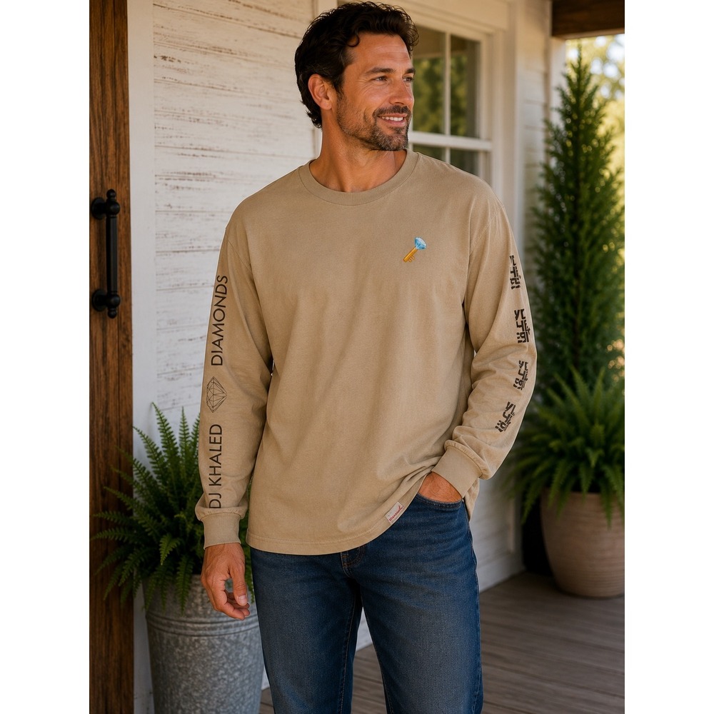 Diamond Supply Co DJ Khaled Long Sleeve Shirt Mens L Tan Cotton We The Best Key